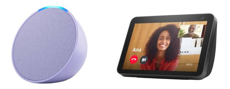 Amazon Echo Pop Smart Speaker and Amazon Echo Show 8 with HD Smart Display
