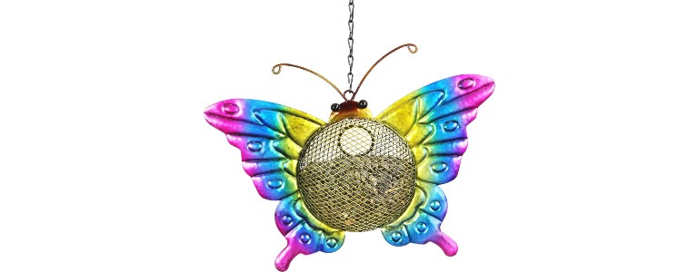 Colorful butterfly-shaped bird feeder