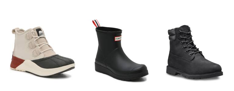 SOREL Out N About III Duck Boot, HUNTER Original Play Short Rain Boot and Timberland Linden Woods Boot