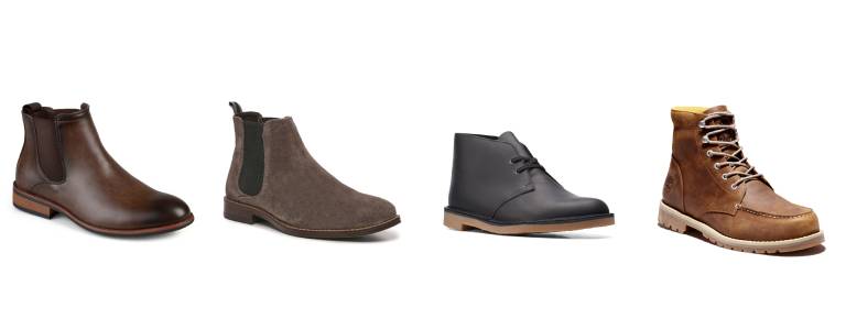 Vance Co. Landon Boot, Crown Vintage Glory Chelsea Boot, Clarks Bushacre 3 Chukka Boot and Timberland Redwood Falls Boot