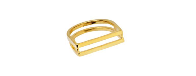 C.E.O. Double Bar Ring in 18K Gold Over Sterling Silver