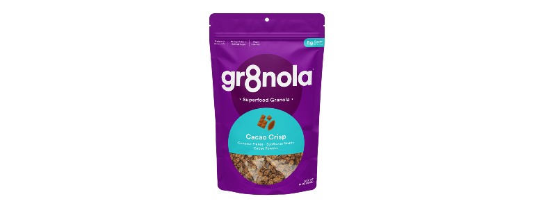 A single bag of gr8nola cacao crisp.