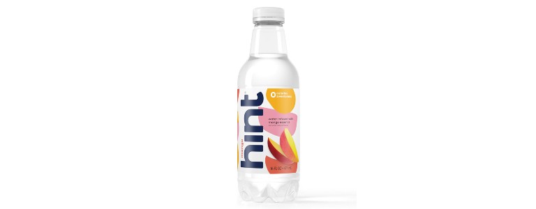 A single bottle of Hint mango water.