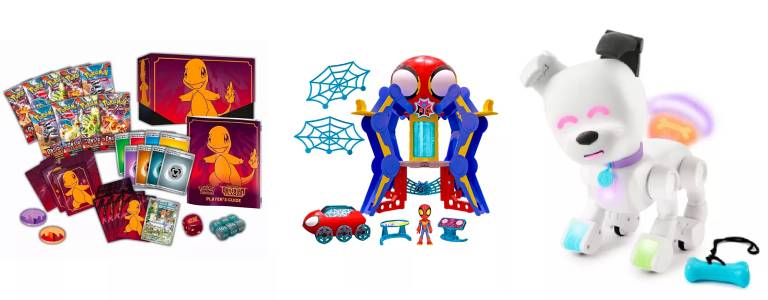 Pokemon Scarlet Violet S3 Obsidian Flames Elite Trainer Box, Spidey and His Amazing Friends Marvel Web-Spinners Playset and Dog-E the Interactive Robot Dog