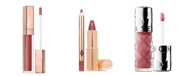 NARS Afterglow Lip Shine Gloss, Charlotte Tilbury Mini Pillow Talk Lipstick and Liner Set and Sephora Collection Outrageous Plumping Lip Gloss