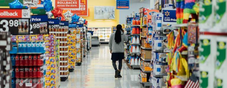 Shopping at Walmart during the week.