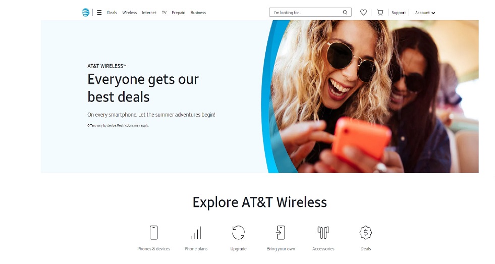 AT&T Wireless homepage