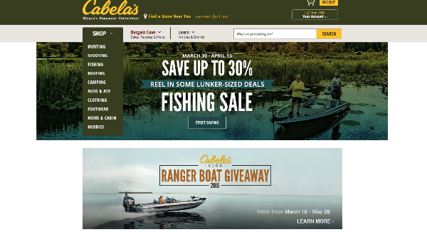 Cabela's Homepage Image