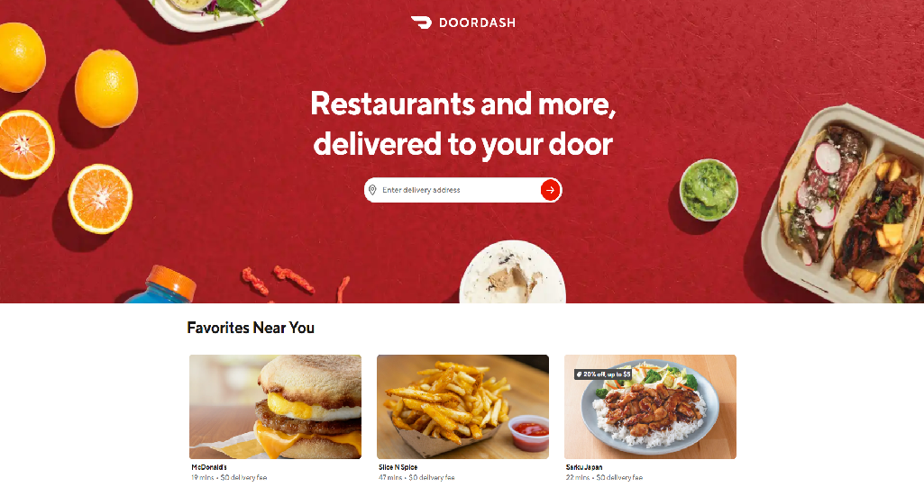 DoorDash Homepage
