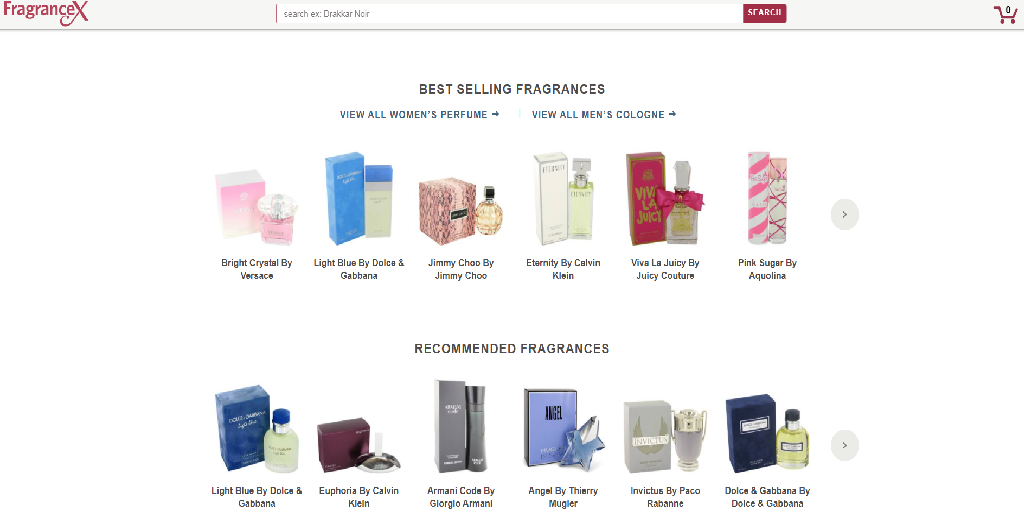 FragranceX Homepage 