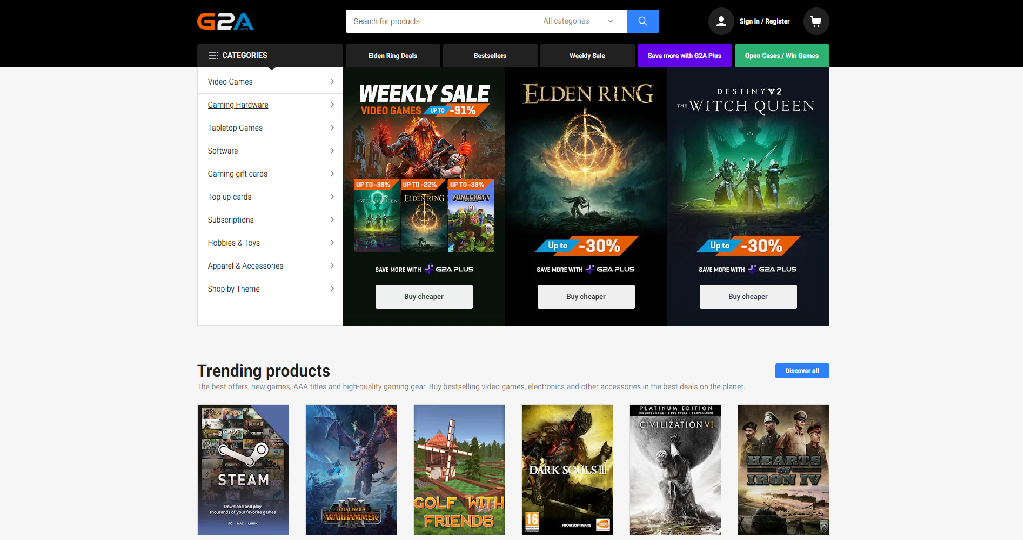 G2A Homepage
