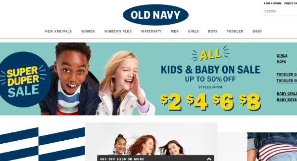 Old Navy Homepage Image