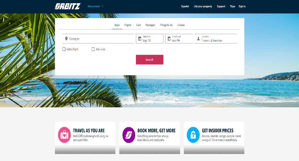 Orbitz Homepage